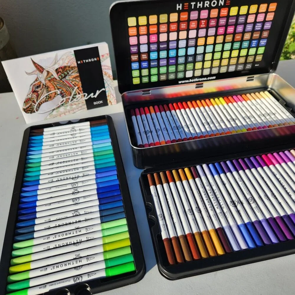 NEW 120 Colors Art Supplies Brush Markers Pens for Adult Coloring Books School D